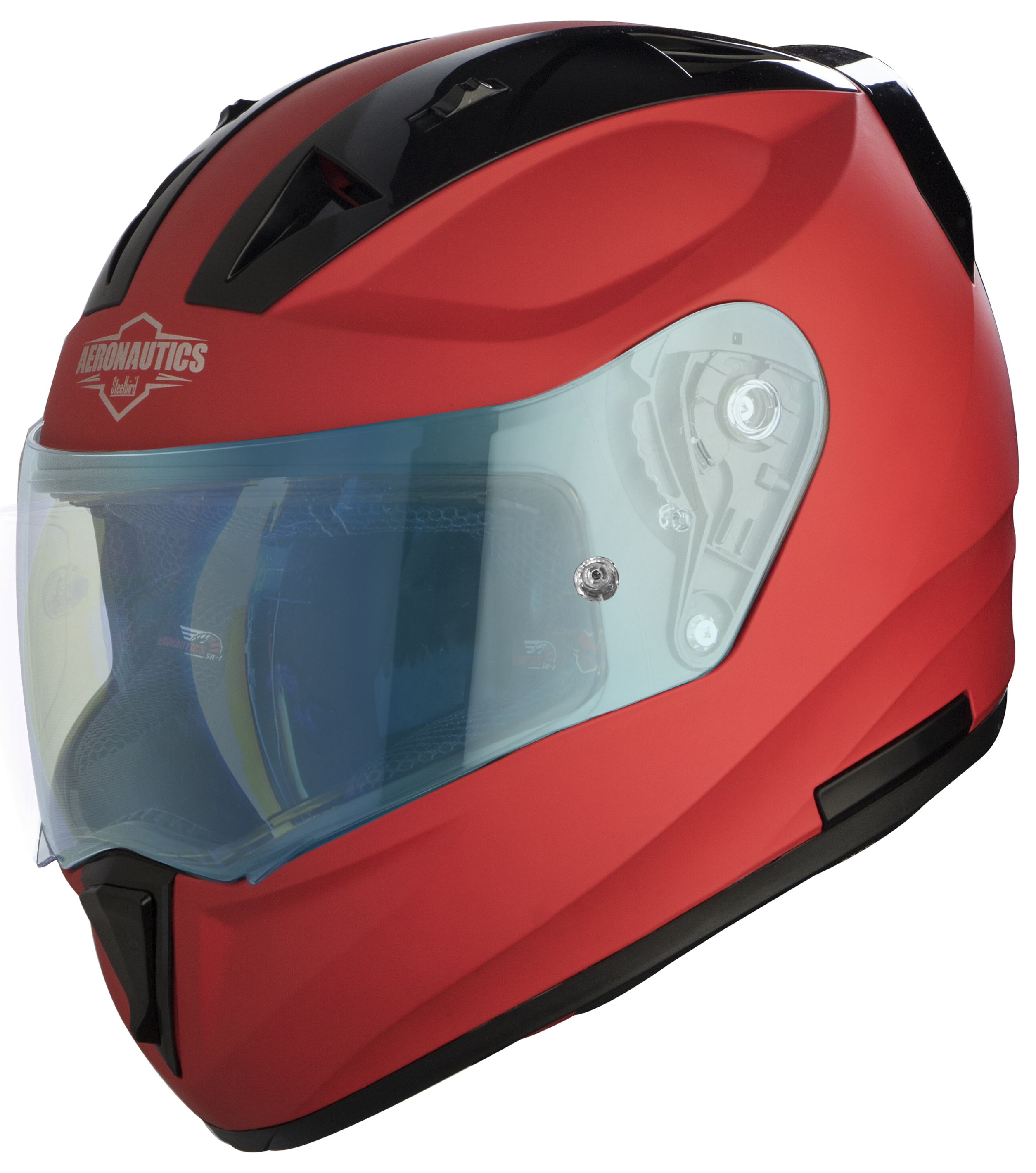 SA-1 Aeronautics Mat Sports Red With Anti-Fog Shield Blue Night Vision Visor